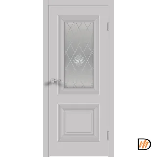 Дверное полотно Экошпон ALTO 7 900х2000 цвет Серый Эмалит стекло КРИСТАЛЛ серебро Левое/Правое VD812522