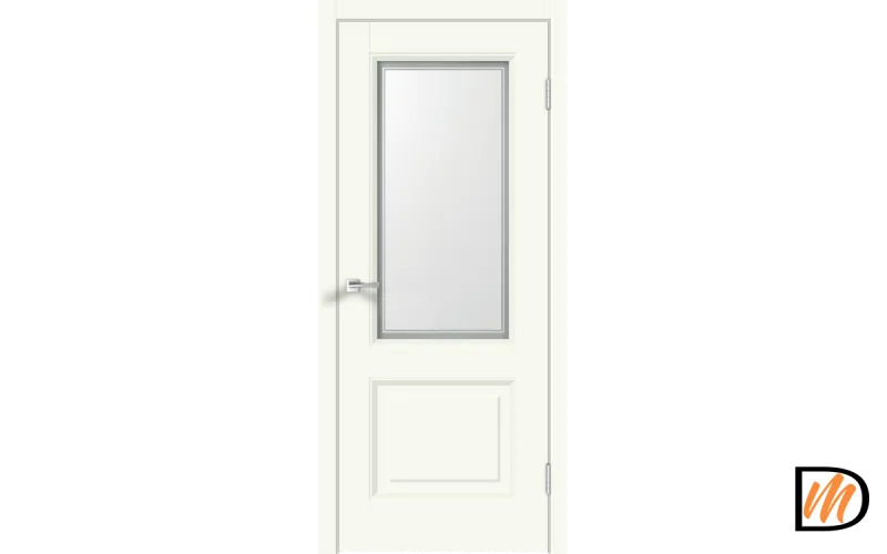 Дверное полотно Экошпон ALTO 6 900х2000 цвет Молочный Эмалит стекло Мателюкс, контур №1 Левое/Правое VD813312