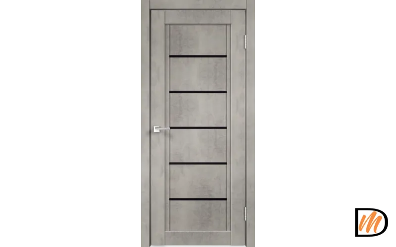 Дверное полотно Экошпон NEXT 1 900х2000 цвет Муар светло-серый стекло Лакобель черное Левое/Правое VD820017