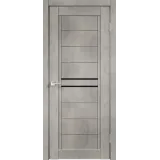 Дверное полотно Экошпон NEXT 2 700х2000 цвет Муар светло-серый стекло Лакобель черное Левое/Правое VD820028