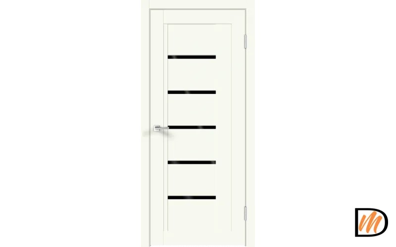 Дверное полотно Экошпон NEXT 3 700х2000 цвет Молочный Эмалит стекло Лакобель черное Левое/Правое VD820380