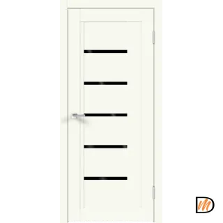 Дверное полотно Экошпон NEXT 3 900х2000 цвет Молочный Эмалит стекло Лакобель черное Левое/Правое VD820382