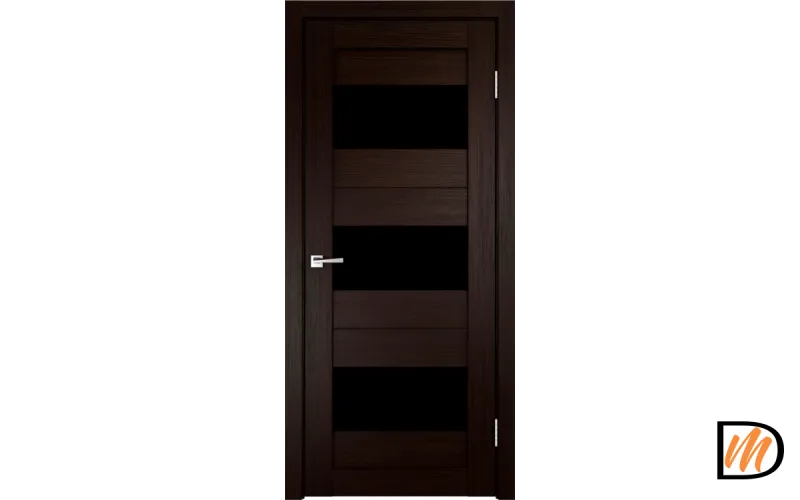 Дверное полотно Экошпон DUPLEX 5 600х2000 цвет Венге стекло Лакобель черное Левое/Правое VD010664