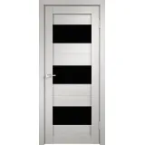 Дверное полотно Экошпон DUPLEX 5 800х2000 цвет Дуб белый стекло Лакобель черное Левое/Правое VD011043