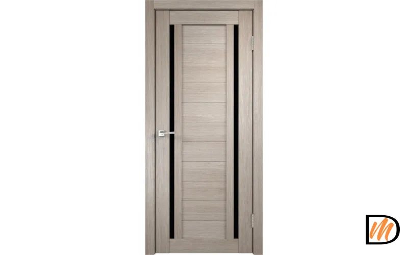 Дверное полотно Экошпон DUPLEX 2 600х2000 цвет Капучино стекло Лакобель черное Левое/Правое VD011528