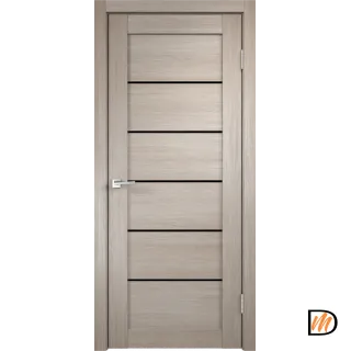 Дверное полотно Экошпон LINEA 1 600х2000 цвет Капучино стекло Лакобель черное Левое/Правое VD013138