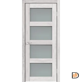 Дверное полотно Экошпон TREND 2V 900х2000 цвет Санторини белый стекло Мателюкс Левое/Правое VD016409