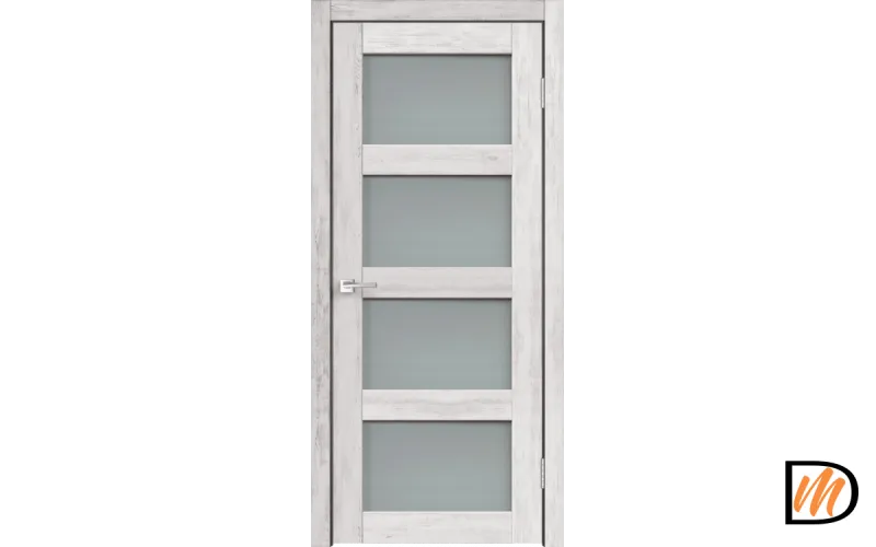 Дверное полотно Экошпон TREND 2V 900х2000 цвет Санторини белый стекло Мателюкс Левое/Правое VD016409