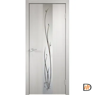 Дверное полотно Экошпон SMART Z2 600х2000 цвет Дуб белый зеркало Веточки Левое/Правое VD021178