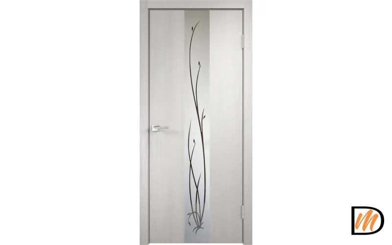 Дверное полотно Экошпон SMART Z2 700х2000 цвет Дуб белый зеркало Веточки Левое/Правое VD021179