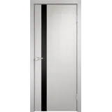 Дверное полотно Экошпон SMART Z1 900х2000 цвет Дуб белый стекло Лакобель черное Левое/Правое VD021395