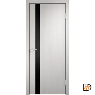 Дверное полотно Экошпон SMART Z1 900х2000 цвет Дуб белый стекло Лакобель черное Левое/Правое VD021395