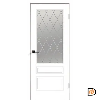 Дверное полотно Эмаль SCANDI 3V 800х2000 цвет Белый стекло РОМБ Мателюкс Левое/Правое VD1000796