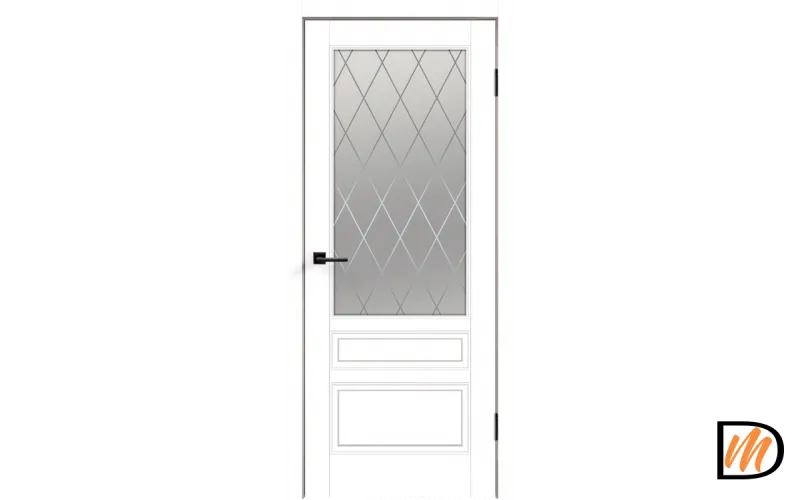 Дверное полотно Эмаль SCANDI 3V 800х2000 цвет Белый стекло РОМБ Мателюкс Левое/Правое VD1000796