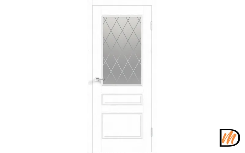 Дверное полотно SoftTouch SoftTouch VILLA 3V 700х2000 цвет Ясень белый структурный стекло РОМБ малый светлый Левое/Правое VD1035393
