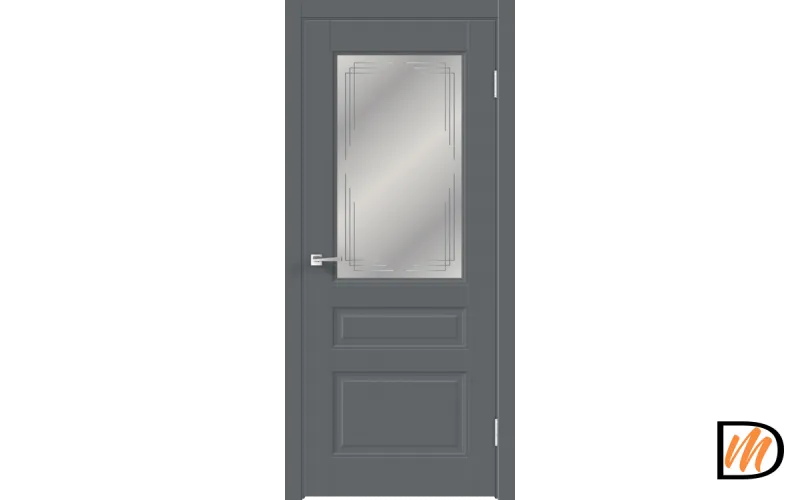 Дверное полотно EMALUX VILLA 3V 600х2000 цвет Вулкан стекло Грани Мателюкс Левое/Правое VD1291394