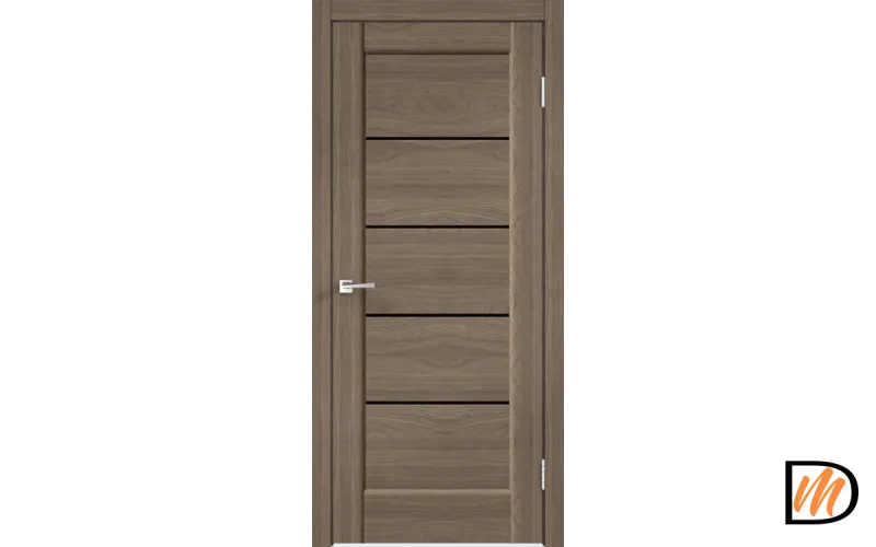 Дверное полотно Экошпон PREMIER 1 900х2000 цвет Ильм Европейский стекло Лакобель черное Левое/Правое VD800182