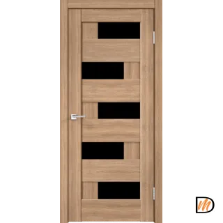 Дверное полотно Экошпон PREMIER 5 600х2000 цвет Дуб Европейский стекло Лакобель черное Левое/Правое VD800207