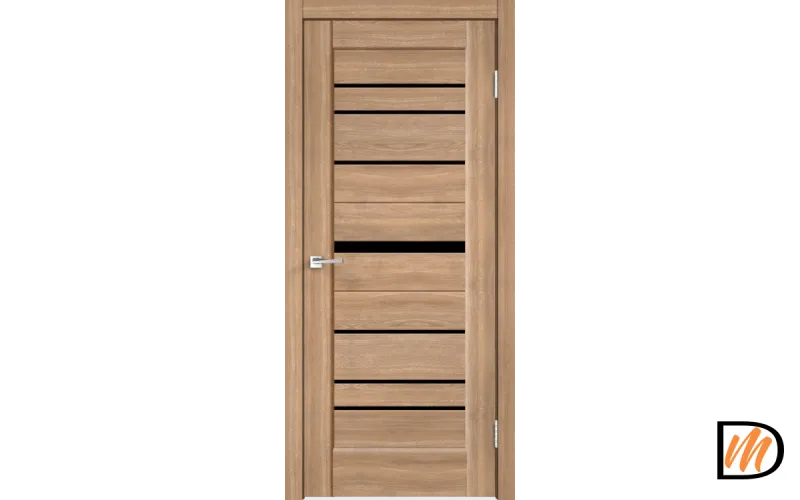 Дверное полотно Экошпон PREMIER 20 900х2000 цвет Дуб Европейский стекло Лакобель черное Левое/Правое VD804518