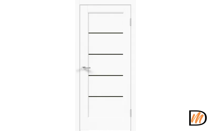 Дверное полотно Экошпон PREMIER 1 600х2000 цвет Белый Эмалит стекло Лакобель черное Левое/Правое VD805131