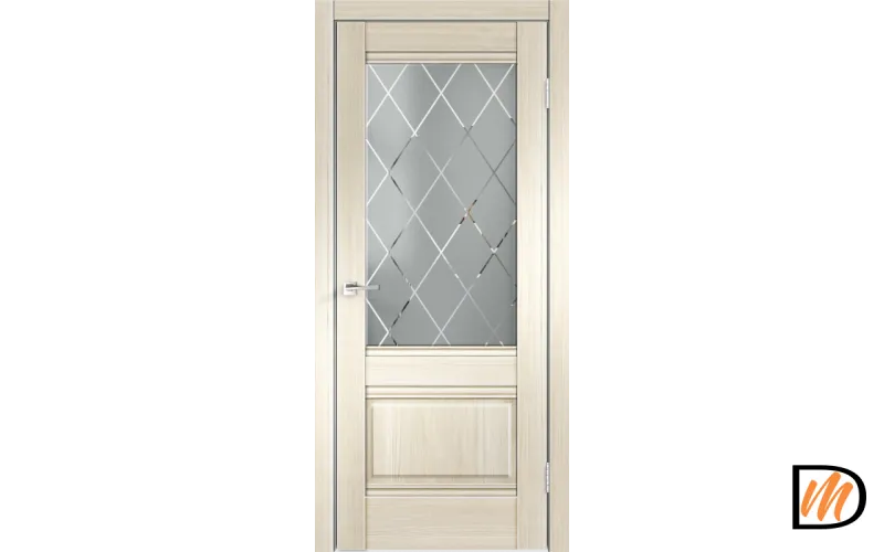 Дверное полотно Экошпон ALTO 2V 800х2000 цвет Ясень Японский стекло РОМБ светлый Левое/Правое VD810047
