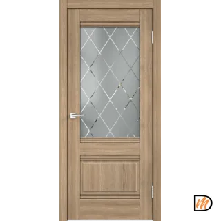 Дверное полотно Экошпон ALTO 2V 900х2000 цвет Дуб Европейский стекло РОМБ светлый Левое/Правое VD810705