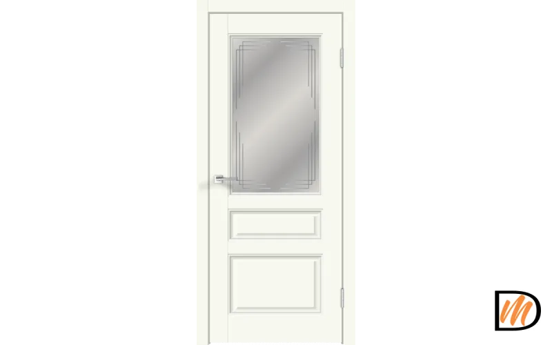 Дверное полотно Экошпон VILLA 3V 800х2000 цвет Молочный Эмалит стекло Грани Мателюкс Левое/Правое VD811564