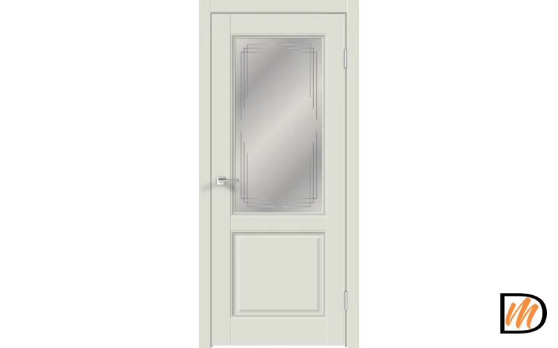 Дверное полотно Экошпон VILLA 2V 800х2000 цвет Светло-серый Эмалит стекло Грани Мателюкс Левое/Правое VD814134