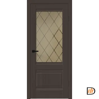 Дверное полотно SOFTWOOD ALTO 2V 600х2000 цвет Орех американский шоколад стекло РОМБ бронза Левое/Правое VD814613