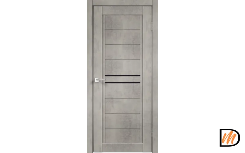 Дверное полотно Экошпон NEXT 2 800х2000 цвет Муар светло-серый стекло Лакобель черное Левое/Правое VD820029