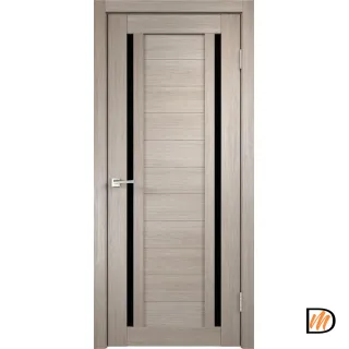 Дверное полотно Экошпон DUPLEX 2 800х2000 цвет Капучино стекло Лакобель черное Левое/Правое VD011533