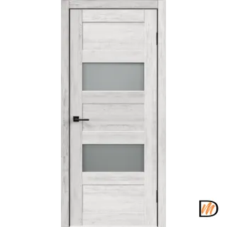 Дверное полотно Экошпон TREND 2V 800х2000 цвет Санторини белый стекло Мателюкс Левое/Правое VD016408
