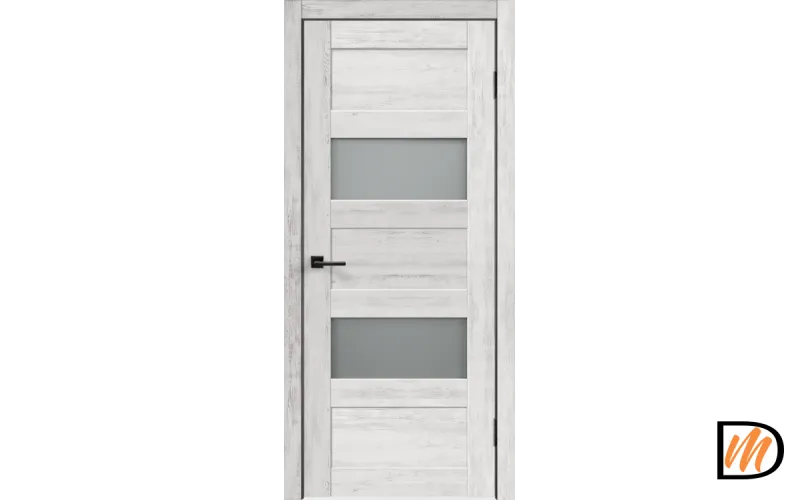 Дверное полотно Экошпон TREND 2V 800х2000 цвет Санторини белый стекло Мателюкс Левое/Правое VD016408