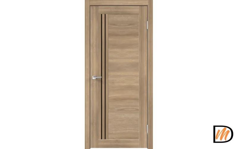 Дверное полотно Экошпон XLINE 8 700х2000 цвет Дуб Европейский горизонт стекло Лакобель черное Левое/Правое VD017917