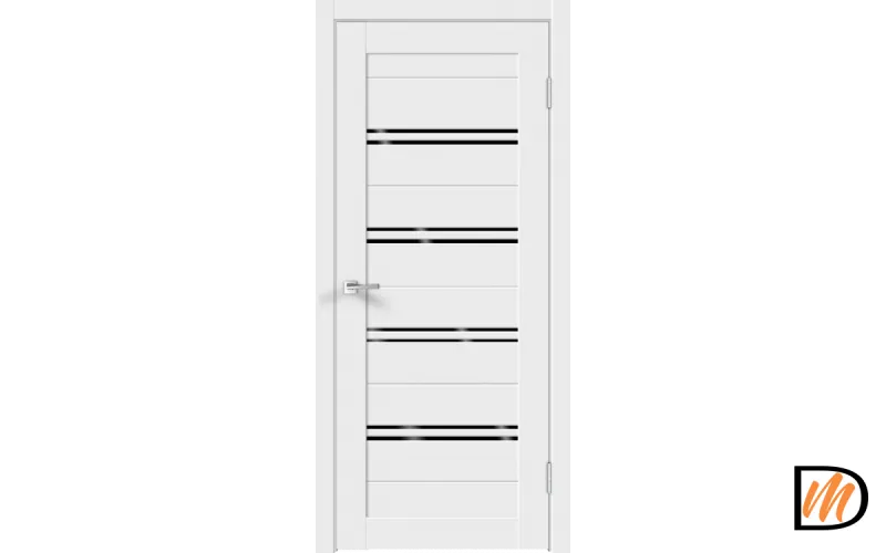 Дверное полотно Экошпон XLINE 4 600х2000 цвет Белый Эмалит стекло Лакобель черное Левое/Правое VD018140