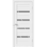 Дверное полотно Экошпон XLINE 4 700х2000 цвет Белый Эмалит стекло Лакобель черное Левое/Правое VD018141