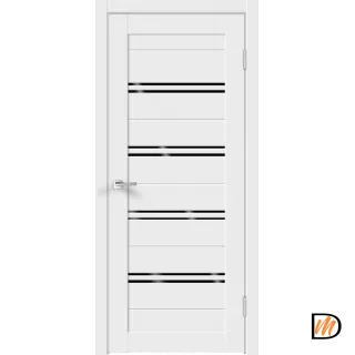 Дверное полотно Экошпон XLINE 4 800х2000 цвет Белый Эмалит стекло Лакобель черное Левое/Правое VD018142