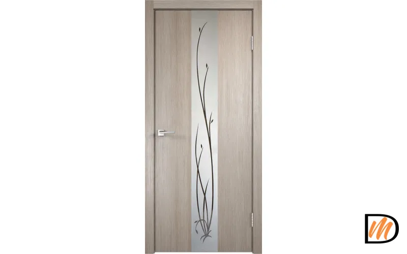 Дверное полотно Экошпон SMART Z2 600х2000 цвет Капучино зеркало Веточки Левое/Правое VD021182