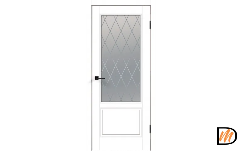 Дверное полотно Эмаль SCANDI 2V 600х2000 цвет Белый стекло РОМБ Мателюкс Левое/Правое VD1000393