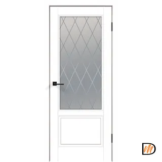 Дверное полотно Эмаль SCANDI 2V 700х2000 цвет Белый стекло РОМБ Мателюкс Левое/Правое VD1001293