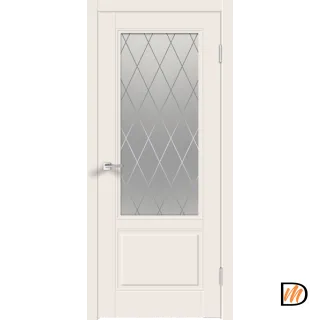 Дверное полотно Эмаль SCANDI 2V 700х2000 цвет Слоновая кость стекло РОМБ Мателюкс Левое/Правое VD1001703