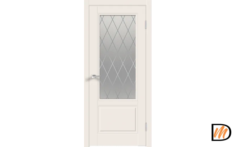 Дверное полотно Эмаль SCANDI 2V 700х2000 цвет Слоновая кость стекло РОМБ Мателюкс Левое/Правое VD1001703