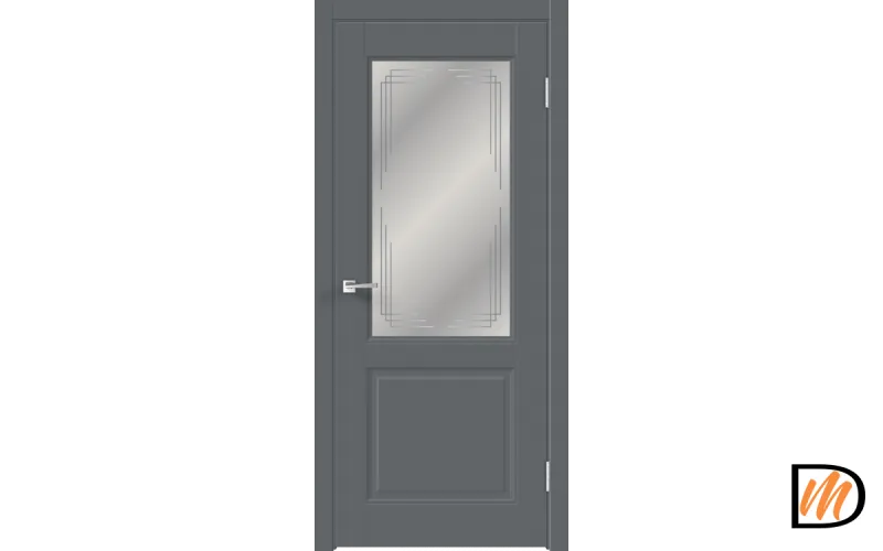 Дверное полотно EMALUX VILLA 2V 800х2000 цвет Вулкан стекло Грани Мателюкс Левое/Правое VD1290505