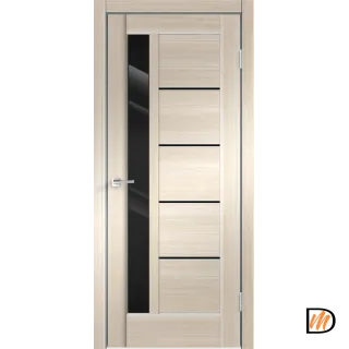 Дверное полотно Экошпон PREMIER 3 600х2000 цвет Ясень Японский стекло Лакобель черное Левое/Правое VD800045