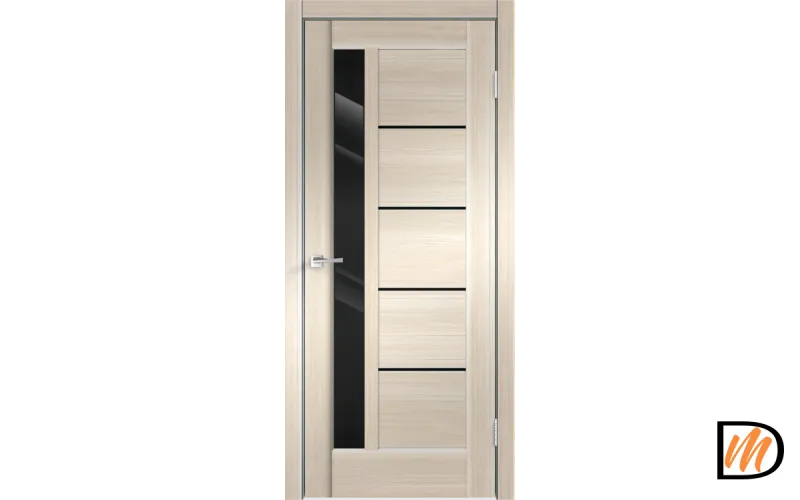 Дверное полотно Экошпон PREMIER 3 600х2000 цвет Ясень Японский стекло Лакобель черное Левое/Правое VD800045