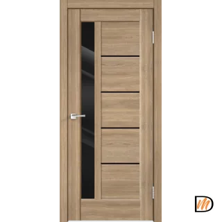 Дверное полотно Экошпон PREMIER 3 900х2000 цвет Дуб Европейский стекло Лакобель черное Левое/Правое VD800160