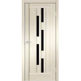 Дверное полотно Экошпон PREMIER 8 800х2000 цвет Ясень Японский стекло Лакобель черное Левое/Правое VD804695