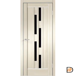 Дверное полотно Экошпон PREMIER 8 800х2000 цвет Ясень Японский стекло Лакобель черное Левое/Правое VD804695