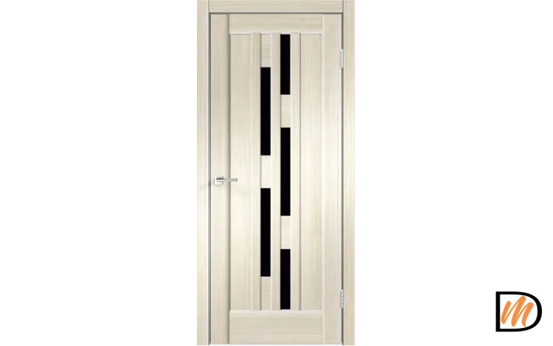 Дверное полотно Экошпон PREMIER 8 800х2000 цвет Ясень Японский стекло Лакобель черное Левое/Правое VD804695