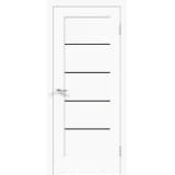 Дверное полотно Экошпон PREMIER 1 900х2000 цвет Белый Эмалит стекло Лакобель черное Левое/Правое VD805256